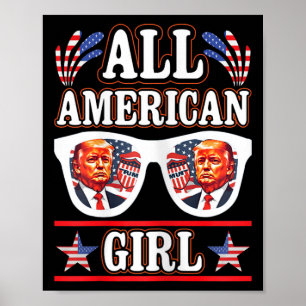 American Girl Retro Love Heart Trump Usa American  Poster