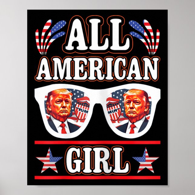 American Girl Retro Love Heart Trump Usa American  Poster (Front)