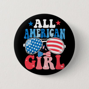 American girl retro sunglasses usa flag funny 4th 6 cm round badge