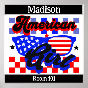 American Girl. Stars and Stripes. Sunglasses. Edit Poster