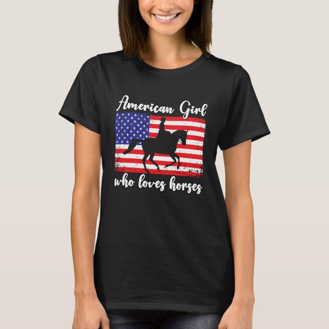 American Girl who loves eventing horses rider  7 T-Shirt (Front)
