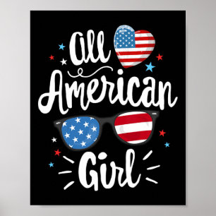 American Girl Women American Flag 4th Of July Patr Poster