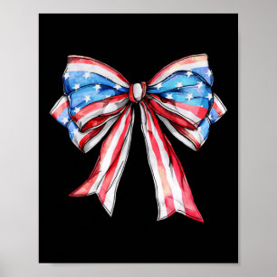 American Girly 4th Of July American Flag Bow Girls Poster