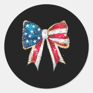 American Girly 4th Of July American Flag Coquette Classic Round Sticker
