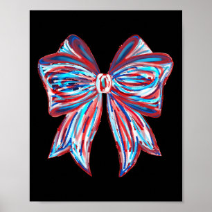 American Girly 4th Of July American Flag Coquette Poster