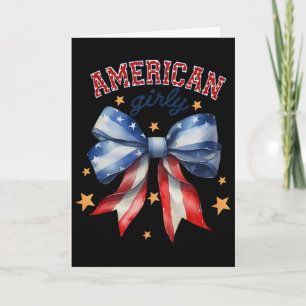 American Girly Coquette Bow 4th Of July Flag Women Card