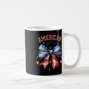 American Girly Coquette Bow 4th Of July Flag Women Coffee Mug