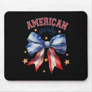 American Girly Coquette Bow 4th Of July Flag Women Mouse Pad