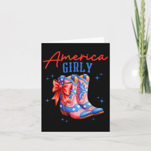American Girly Cowgirl Boots Coquette Patriotic 4t Card