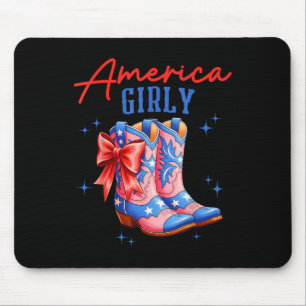 American Girly Cowgirl Boots Coquette Patriotic 4t Mouse Pad