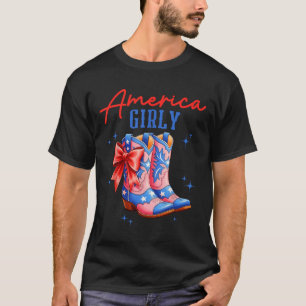 American Girly Cowgirl Boots Coquette Patriotic 4t T-Shirt