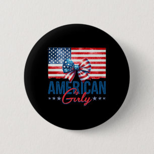 American Girly Happy 4th Of July Coquette Bow Amer 6 Cm Round Badge