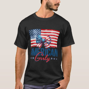 American Girly Happy 4th Of July Coquette Bow Amer T-Shirt