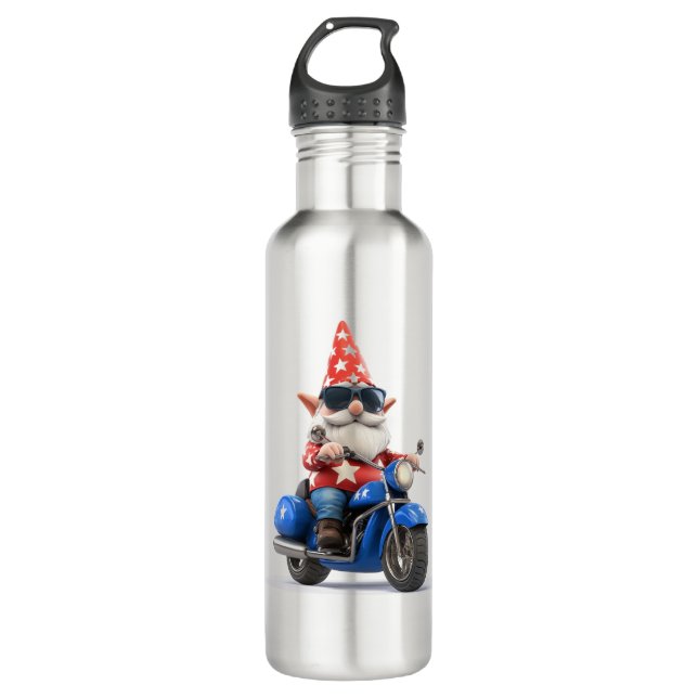 American Gnome Riding Motorcycle 710 Ml Water Bottle (Front)