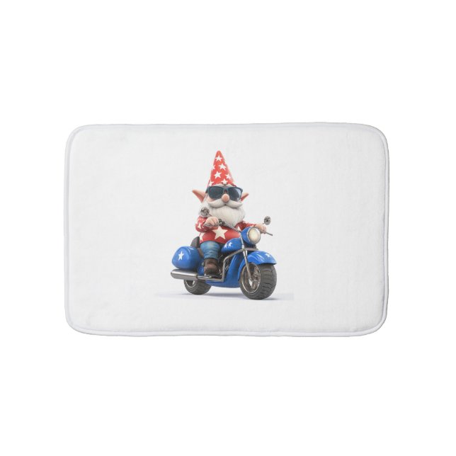 American Gnome Riding Motorcycle Bath Mat (Front)