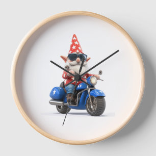 American Gnome Riding Motorcycle Clock