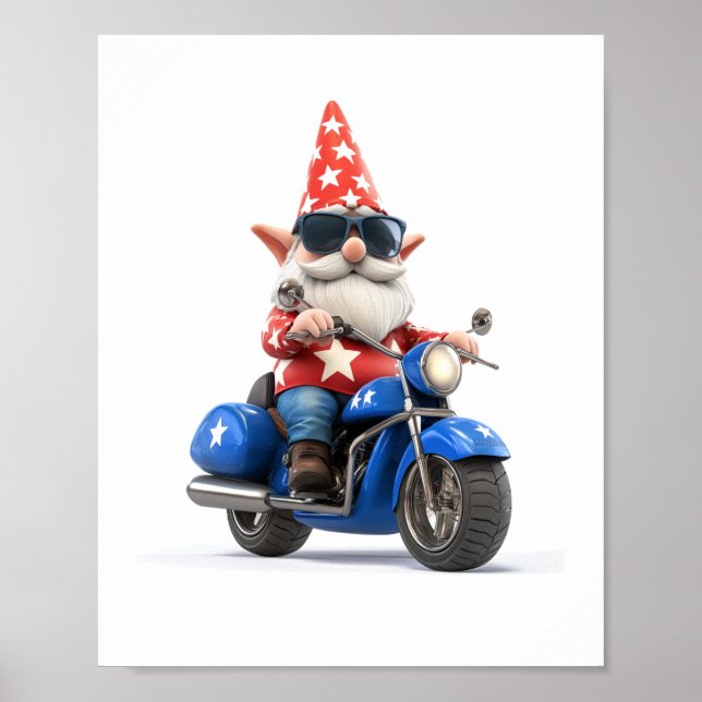 American Gnome Riding Motorcycle Poster (Front)