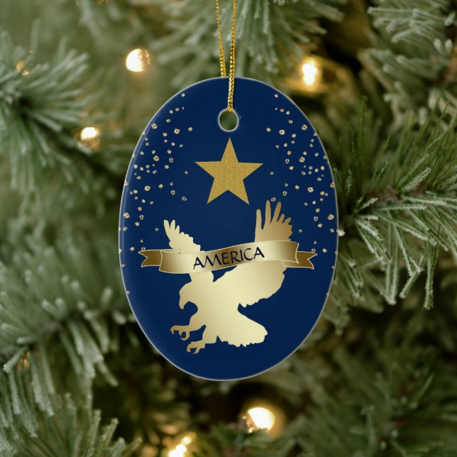 American Gold Star Eagle Ceramic Tree Decoration (Tree)