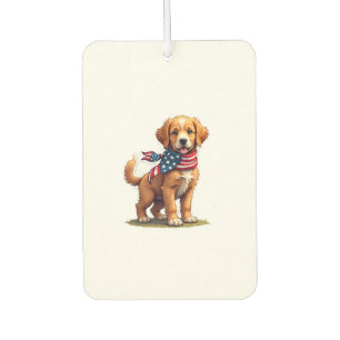 American Golden Puppy Vintage Patriotic Shirt 4 Car Air Freshener