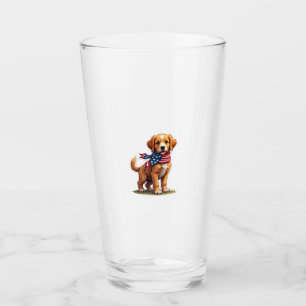 American Golden Puppy Vintage Patriotic Shirt 4 Glass