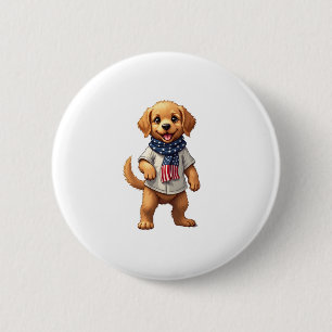 American Golden Puppy Vintage Patriotic Shirt 6 Cm Round Badge
