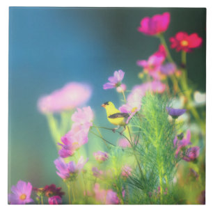 American Goldfinch and Coreopsis  Ceramic Tile