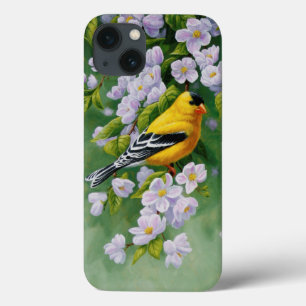 American Goldfinch and Pink Apple Blossoms iPhone 13 Case