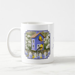 American Goldfinch Bird House Flower Garden Coffee Mug