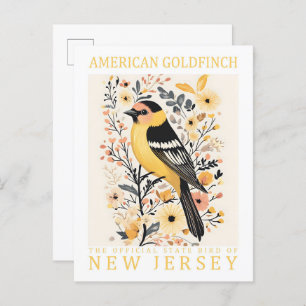 American Goldfinch Bird of New Jersey USA Postcard