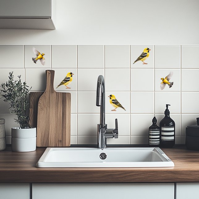 American Goldfinch  Ceramic Tile (Garden birds of America. American Goldfinch)