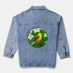 American Goldfinch in Winter Painting - Wild Bird Denim Jacket