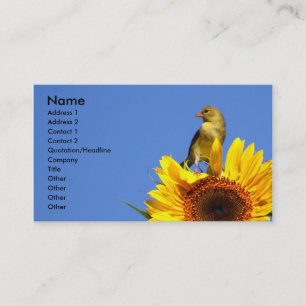American Goldfinch on Sunflower Business Card