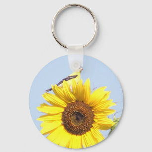 American Goldfinch on Sunflower Key Ring