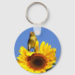 American Goldfinch on Sunflower Key Ring
