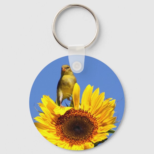 American Goldfinch on Sunflower Key Ring (Front)