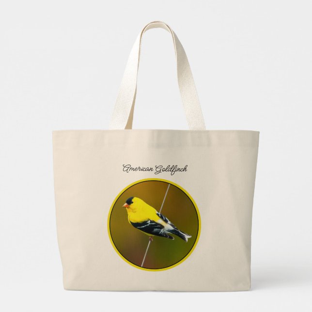 American Goldfinch Songbird Original Photograph Large Tote Bag (Back)