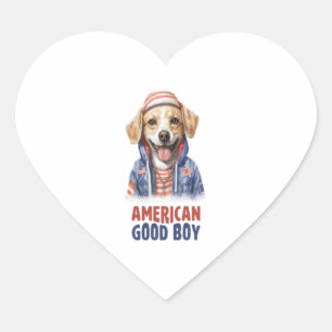 American GoodBoy Dog US Jacket 4th July Heart Sticker