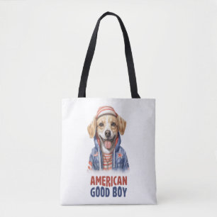 American GoodBoy Dog US Jacket 4th July  Tote Bag