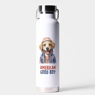 American GoodBoy Dog US Jacket th July Water Bottle