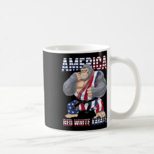 American Gorilla Karate Fighter - Red White Karate Coffee Mug