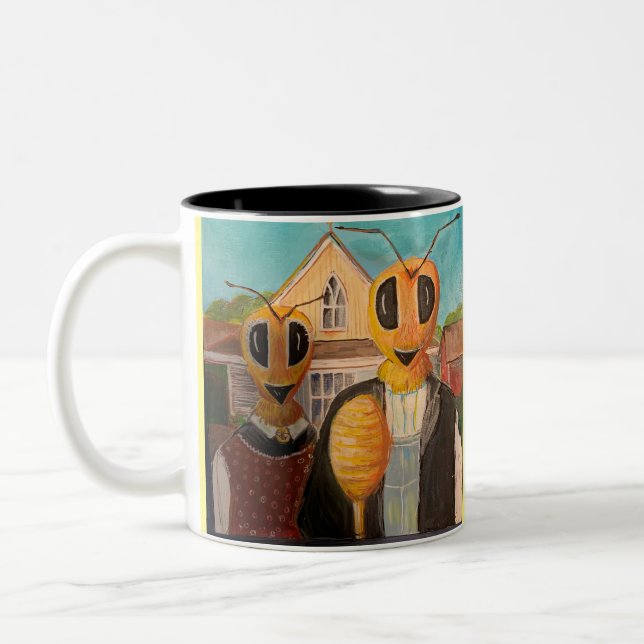 American Gothic, Bee Style Two-Tone Coffee Mug (Left)