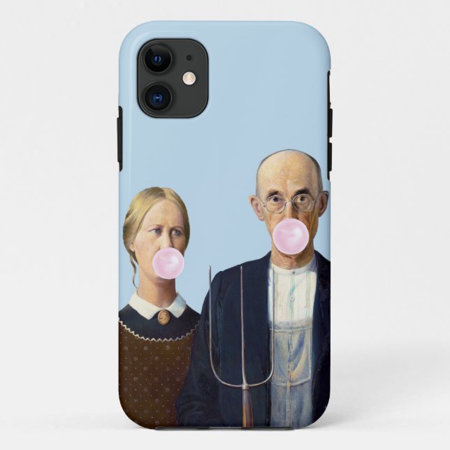 American Gothic blowing pink bubble gum Case-Mate iPhone Case (Back)