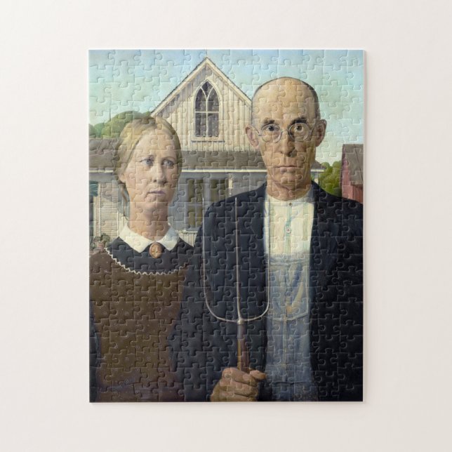 American Gothic by Grant DeVolson Wood Jigsaw Puzzle (Vertical)