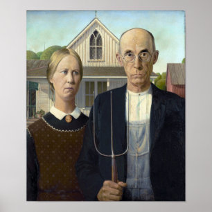 American Gothic by Grant DeVolson Wood Poster