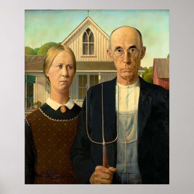 American Gothic by Grant Wood (1930) Poster (Front)