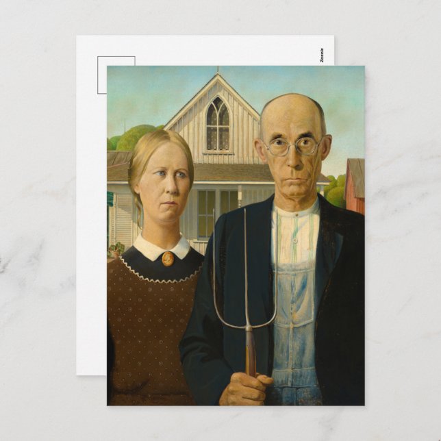American Gothic by Grant Wood Holiday Postcard (Front/Back)