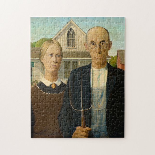 American Gothic by Grant Wood Jigsaw Puzzle (Vertical)