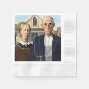 American Gothic Classic Painting Grant Wood Napkin