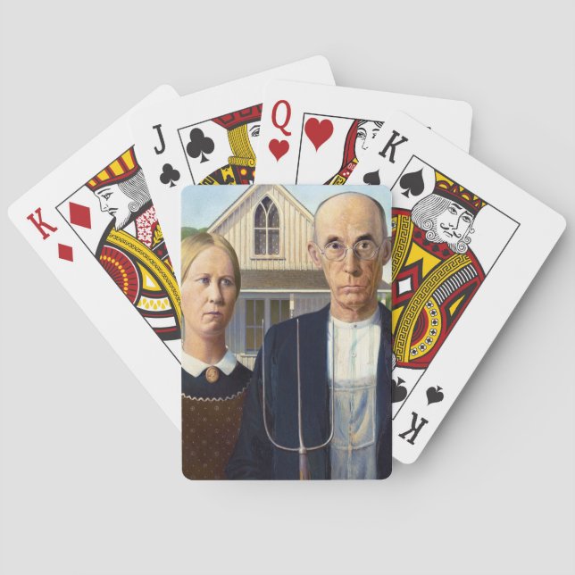 American Gothic Classic Painting Grant Wood Playing Cards (Back)
