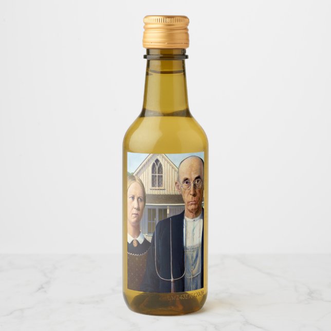 American Gothic Classic Painting Grant Wood Wine Label (Front)